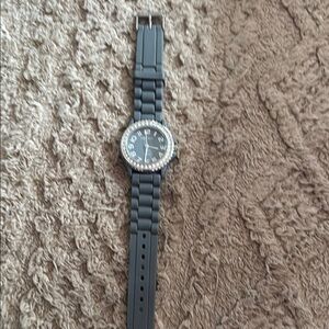 gray silicone Watch with Rhinestone Bezel